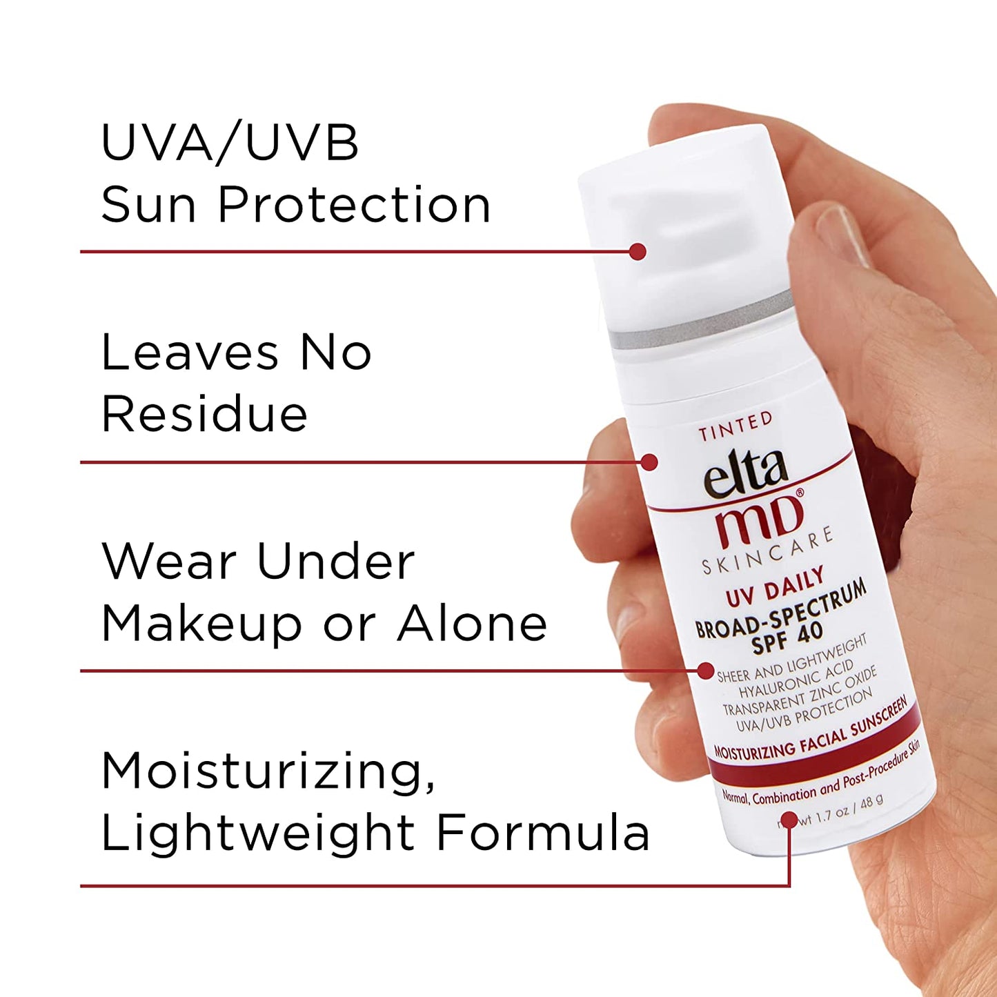 EltaMD UV Daily SPF 40 Tinted Sunscreen Moisturizer Face Lotion 1.7 oz Pump